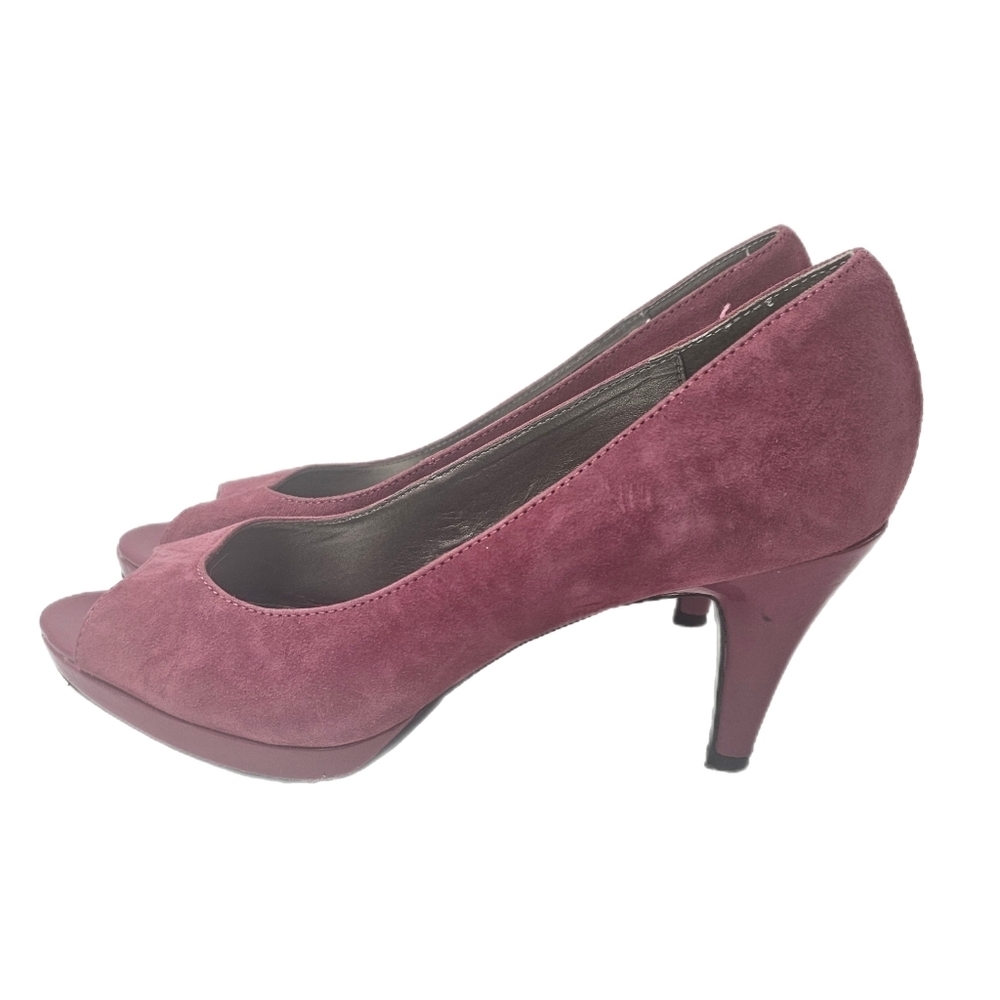 Bandolino Mylah Peep Toes Platform Pumps Dark Mauve Suede Stiletto Heels Sz 10